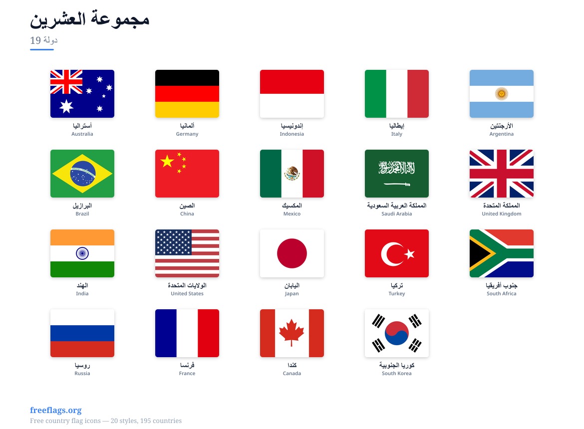 مجموعة العشرين أعلام الأعضاء