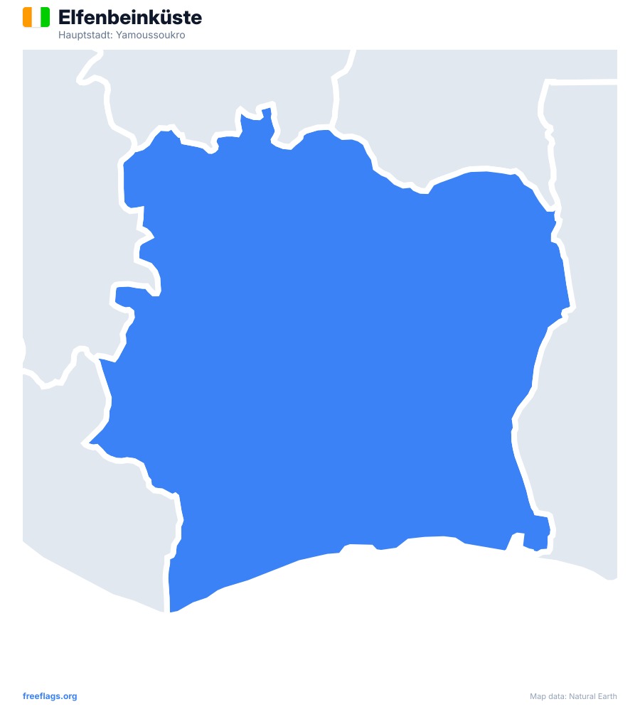 Elfenbeinküste map poster