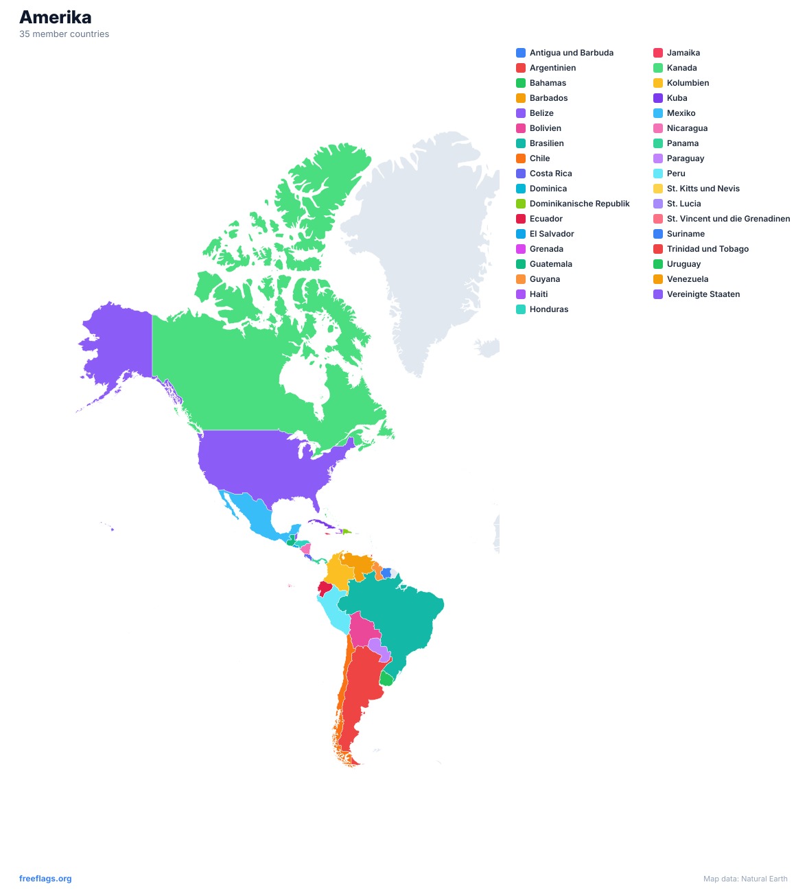 Amerika Regionalkarte