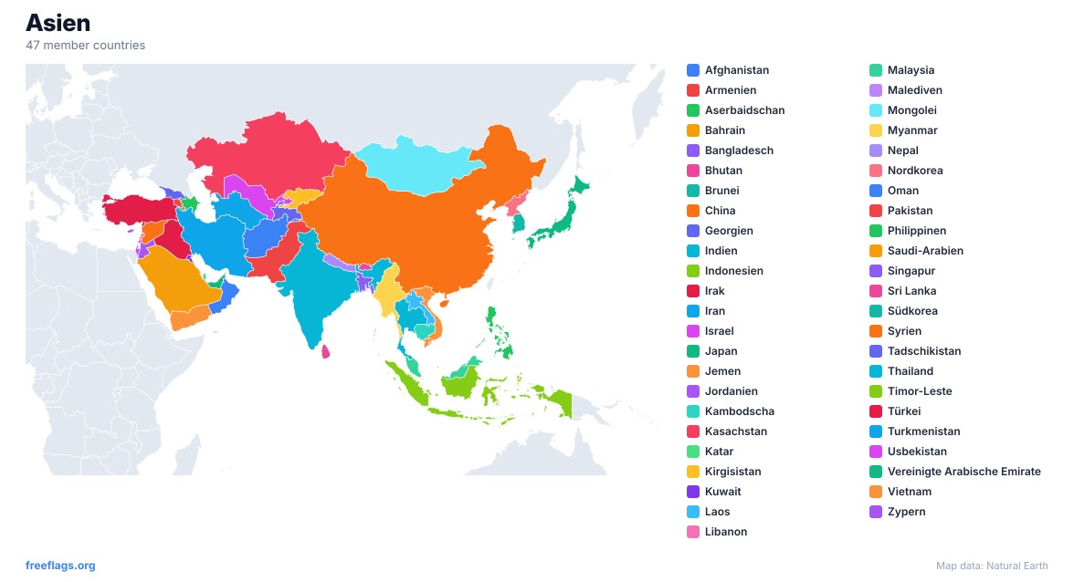 Asien Regionalkarte