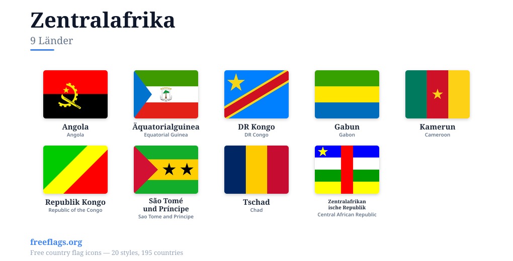 Zentralafrika Flaggen