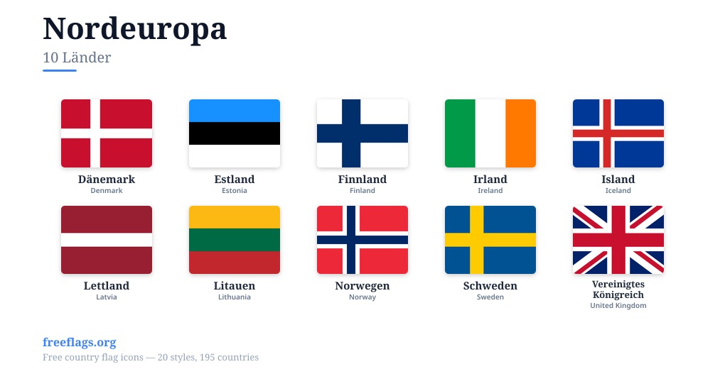 Nordeuropa Flaggen