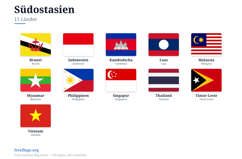 Südostasien Flaggen