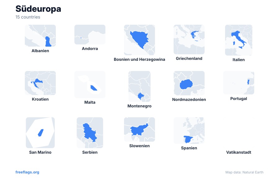 Südeuropa Länderformen