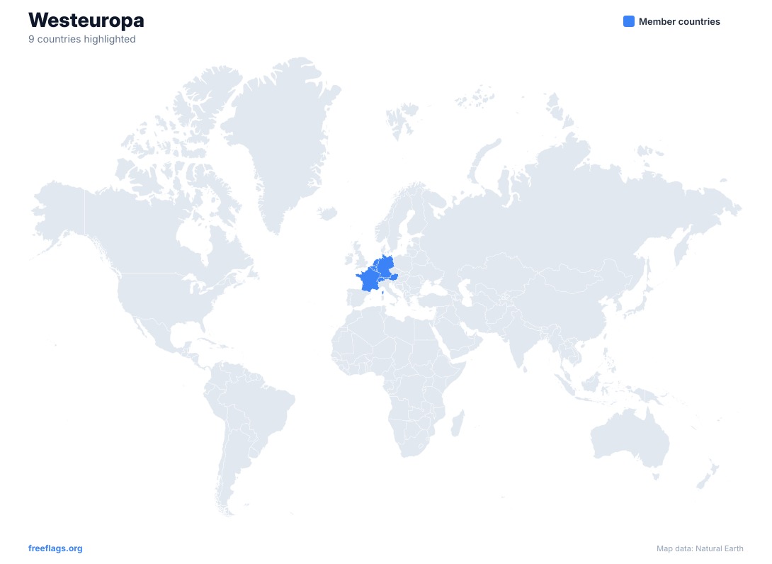 Westeuropa Weltkarte