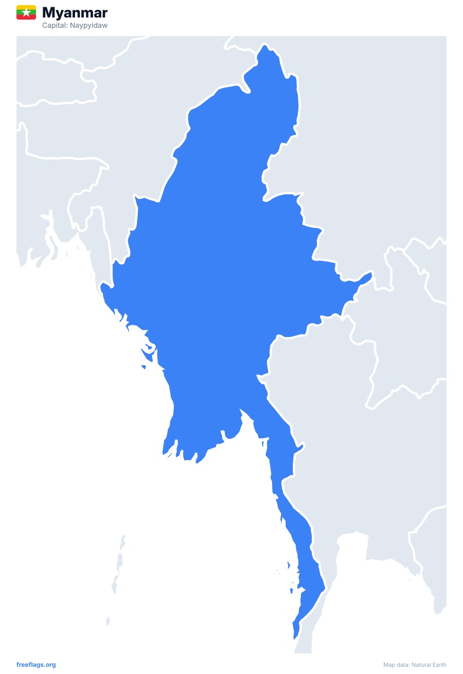 Myanmar map poster