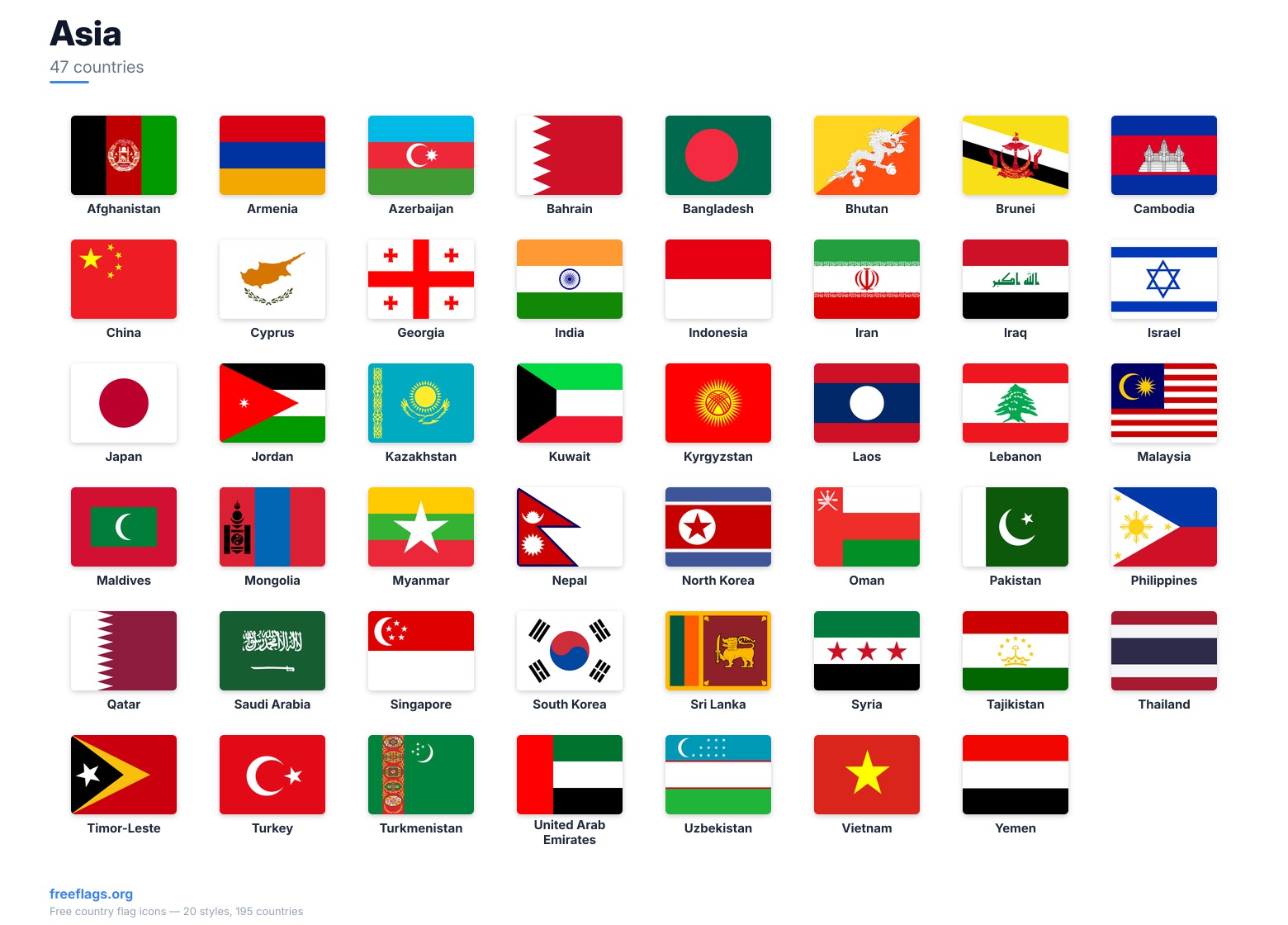 Asia Member Flags