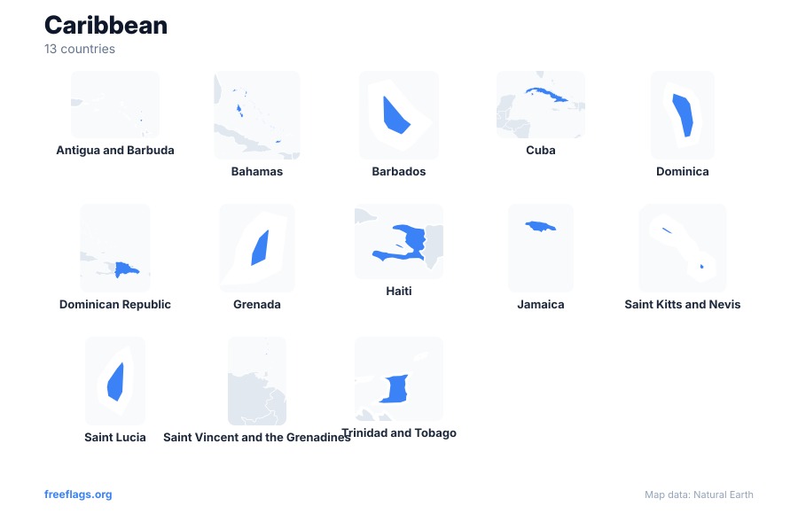 Caribbean Country Shapes