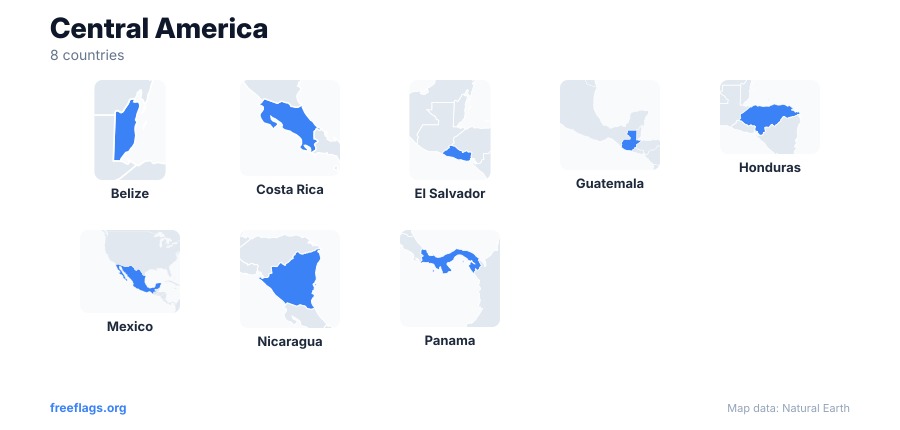 Central America Country Shapes