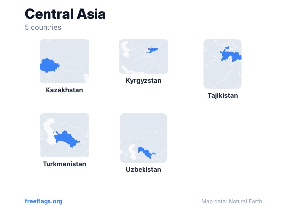 Central Asia Country Shapes