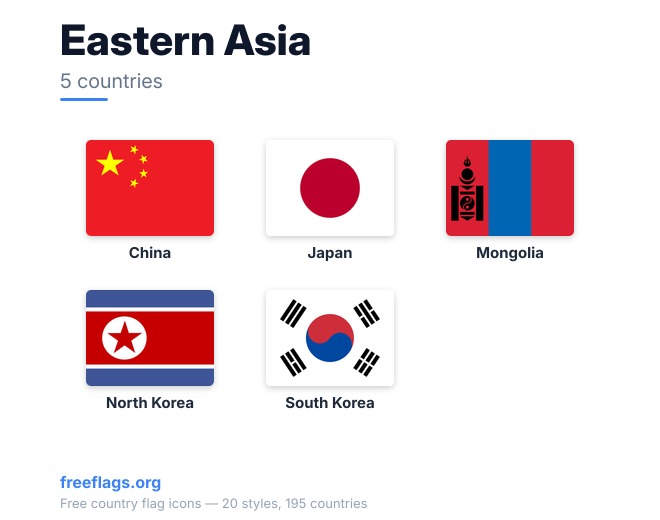 Eastern Asia Member Flags