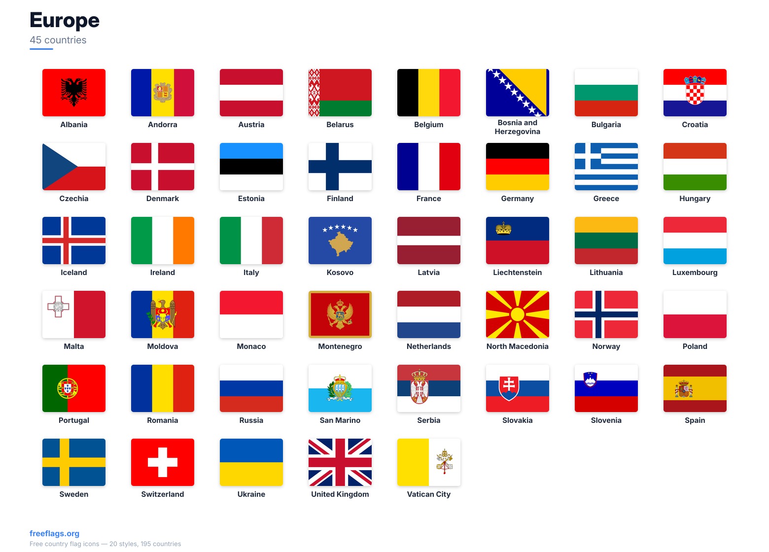 Europe Member Flags