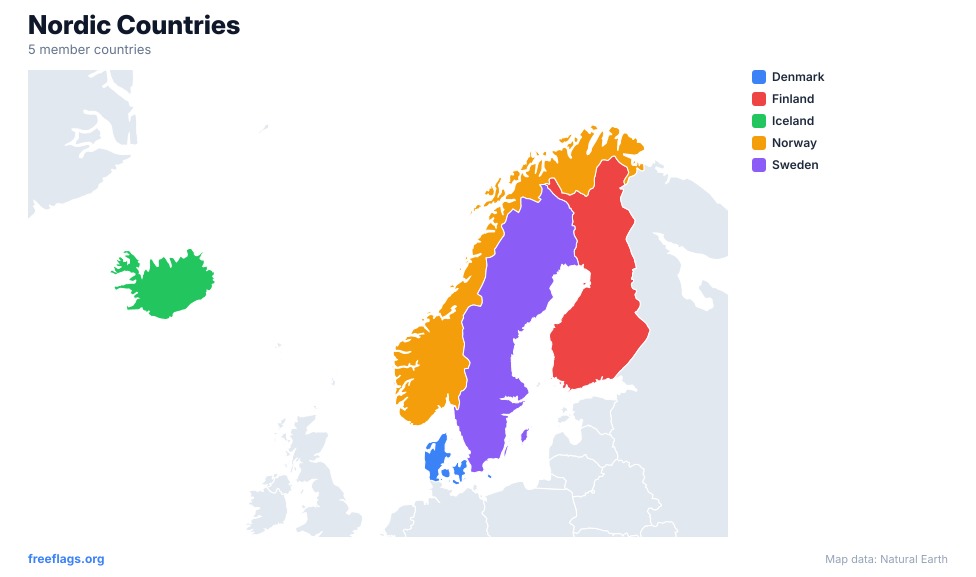 Nordic Countries Regional Map