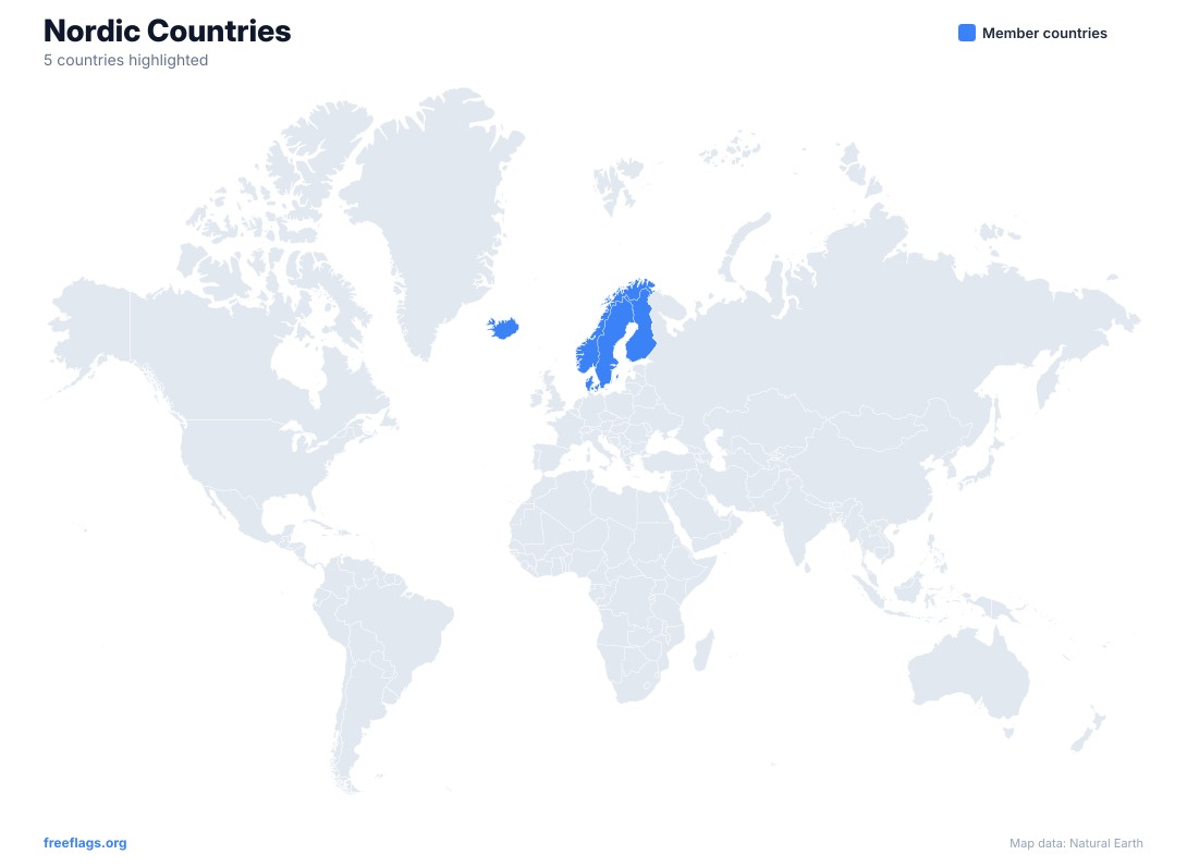 Nordic Countries World Map