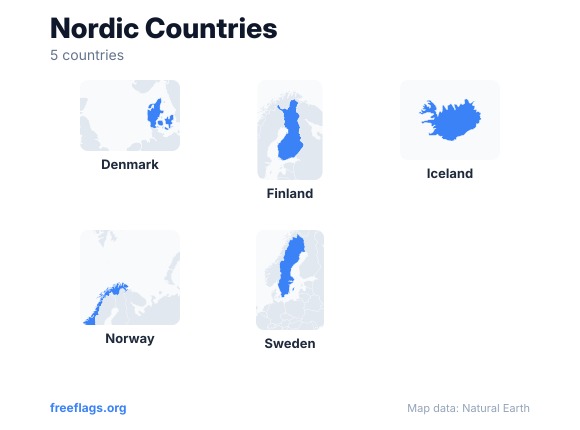 Nordic Countries Country Shapes