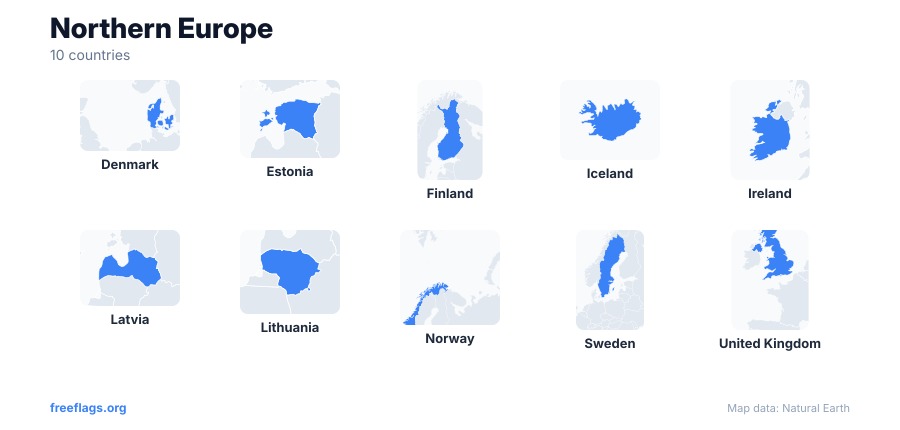 Northern Europe Country Shapes