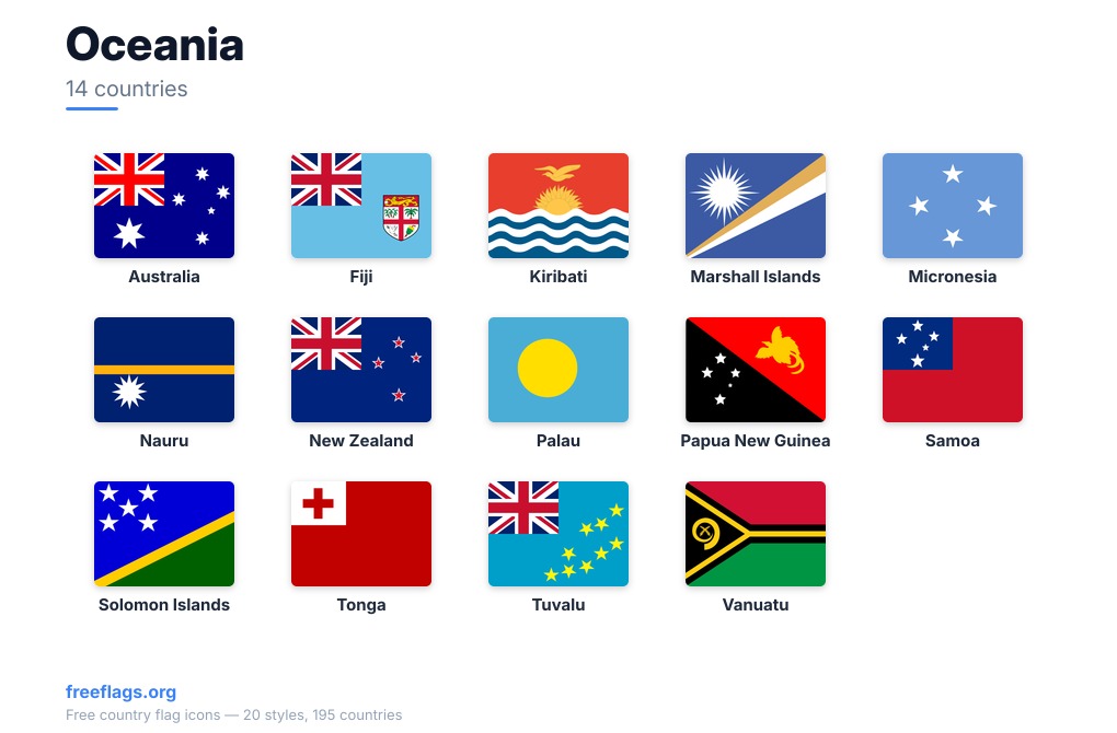 Oceania Member Flags