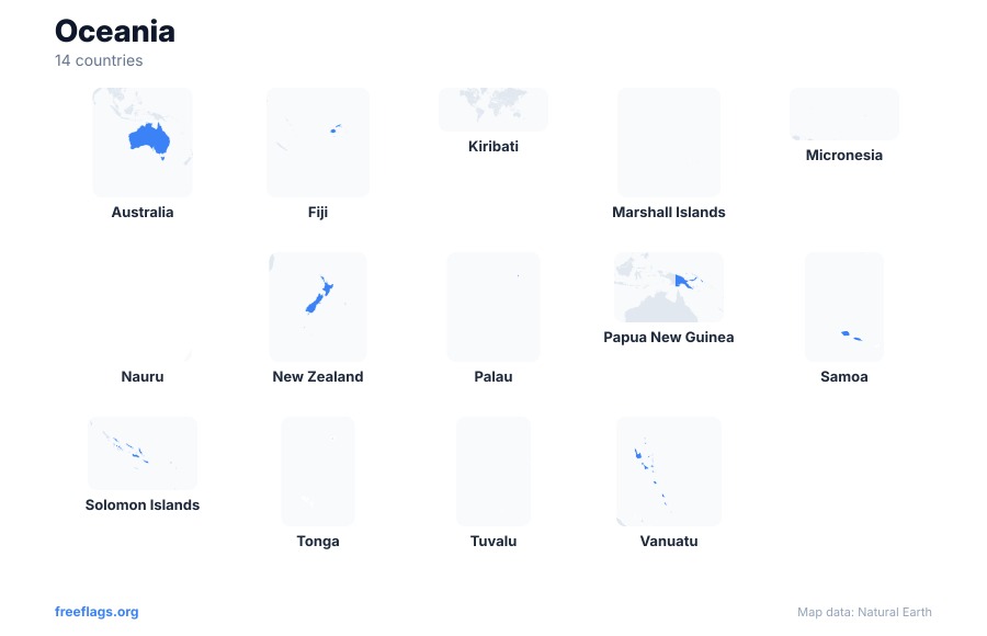 Oceania Country Shapes