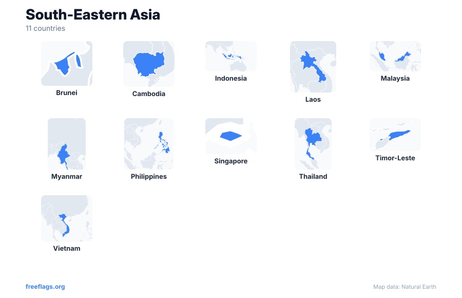 South-Eastern Asia Country Shapes