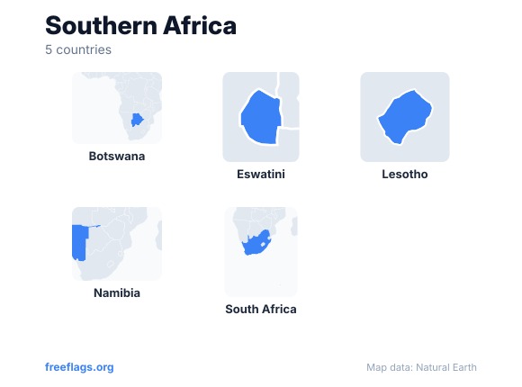 Southern Africa Country Shapes