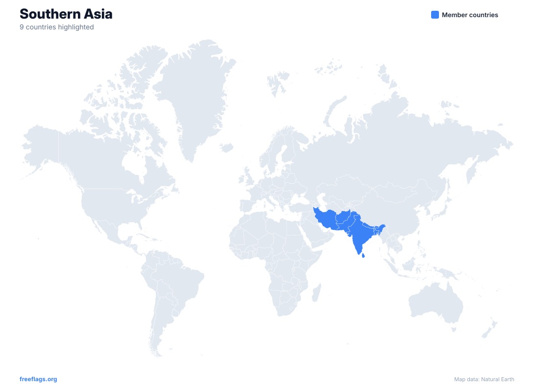 Southern Asia World Map