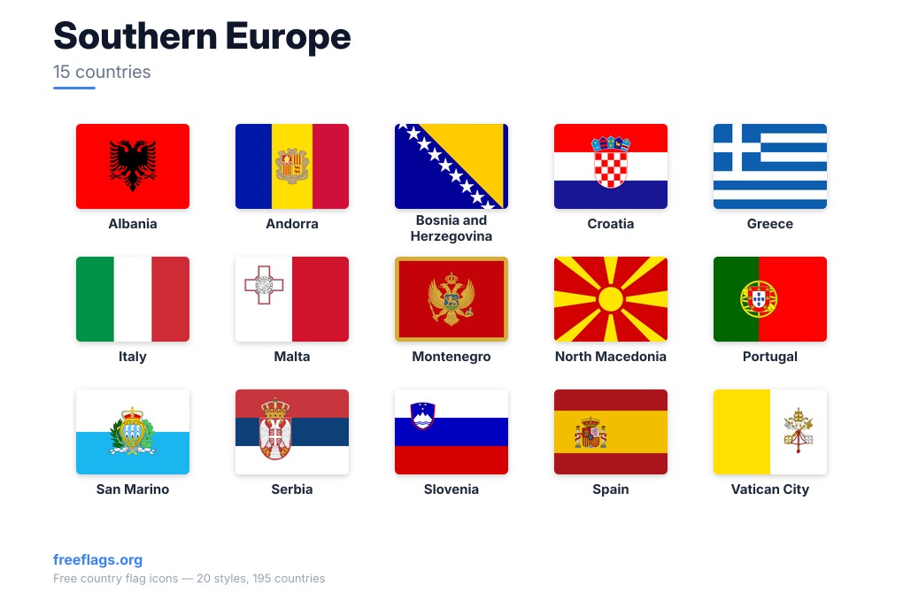 Southern Europe Member Flags