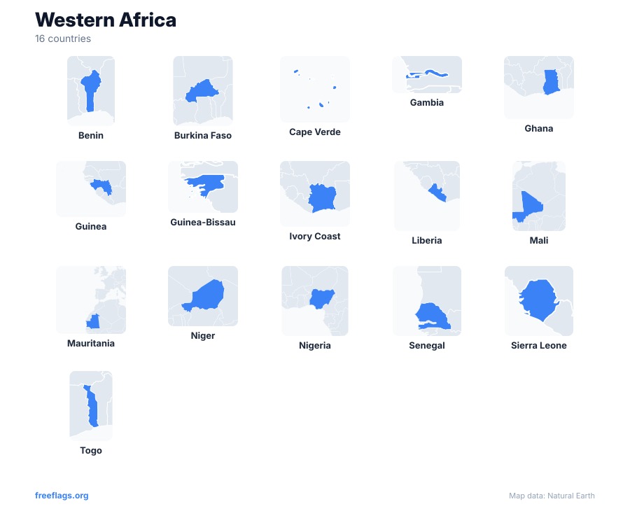 Western Africa Country Shapes