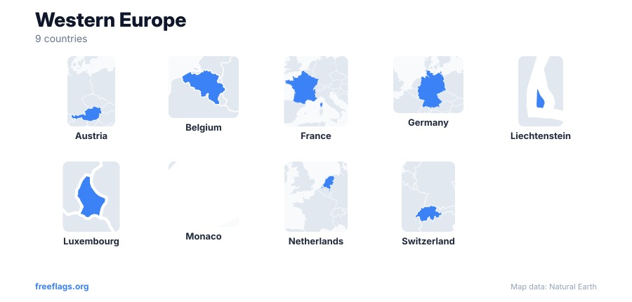 Western Europe Country Shapes