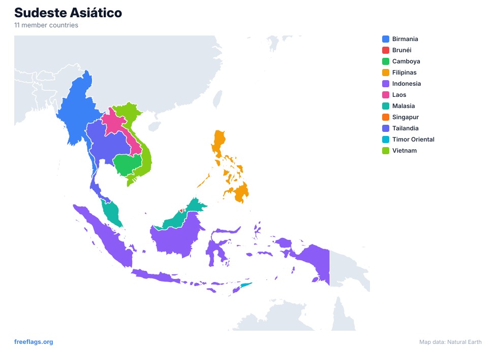 Sudeste Asiático Mapa Regional
