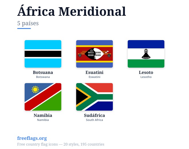 África Meridional Banderas