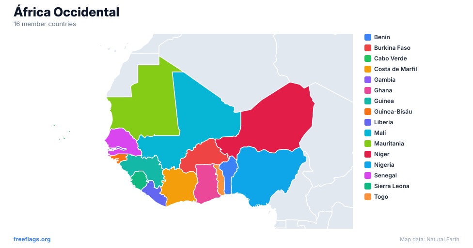 África Occidental Mapa Regional