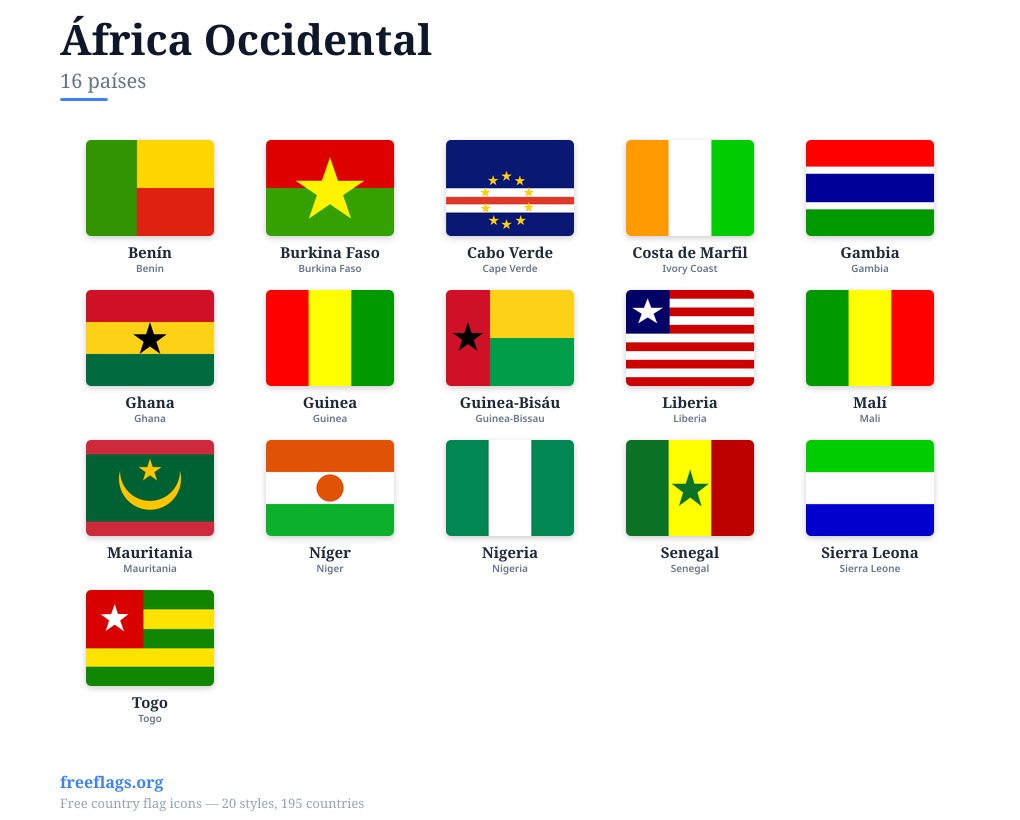 África Occidental Banderas