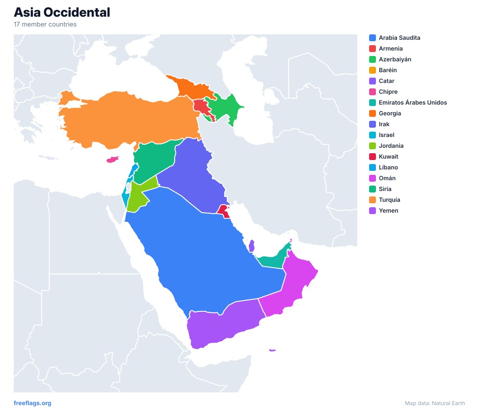 Asia Occidental Mapa Regional