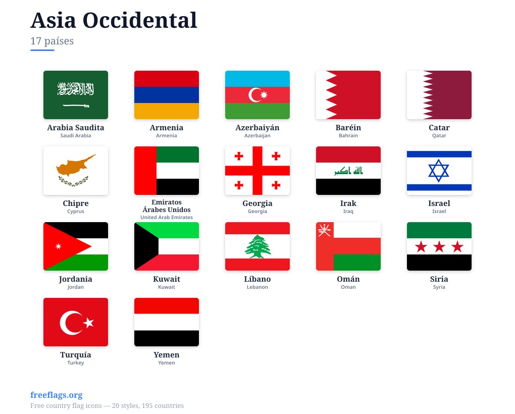 Asia Occidental Banderas