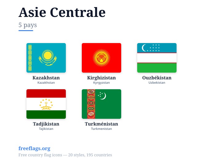 Asie Centrale Drapeaux