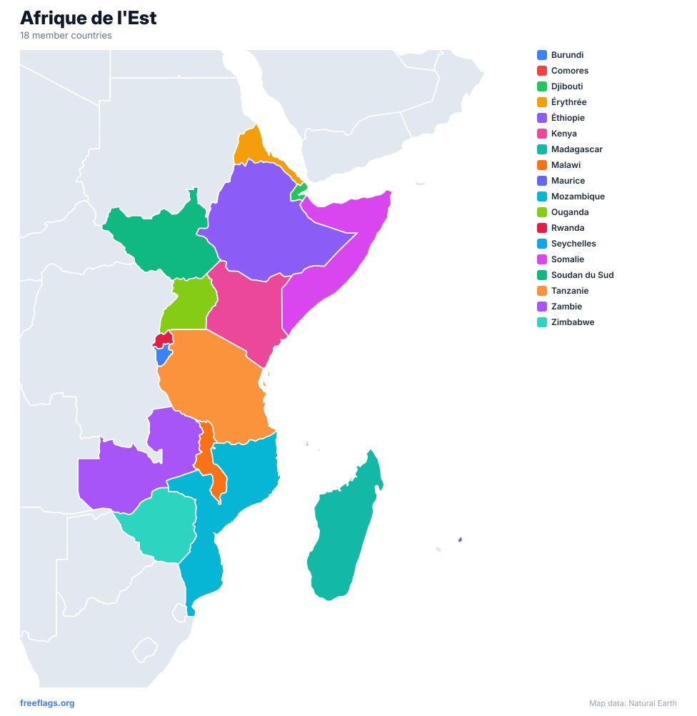 Afrique de l'Est Carte Régionale