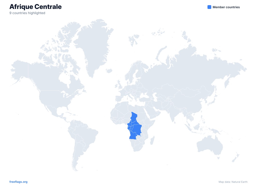Afrique Centrale Carte du Monde