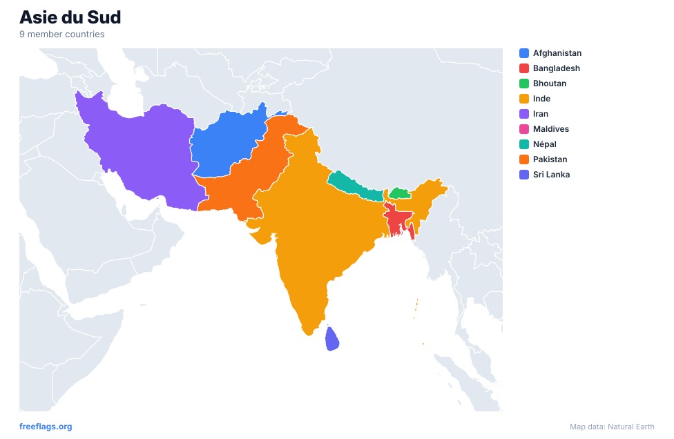 Asie du Sud Carte Régionale