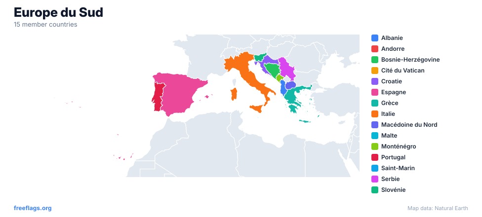 Europe du Sud Carte Régionale