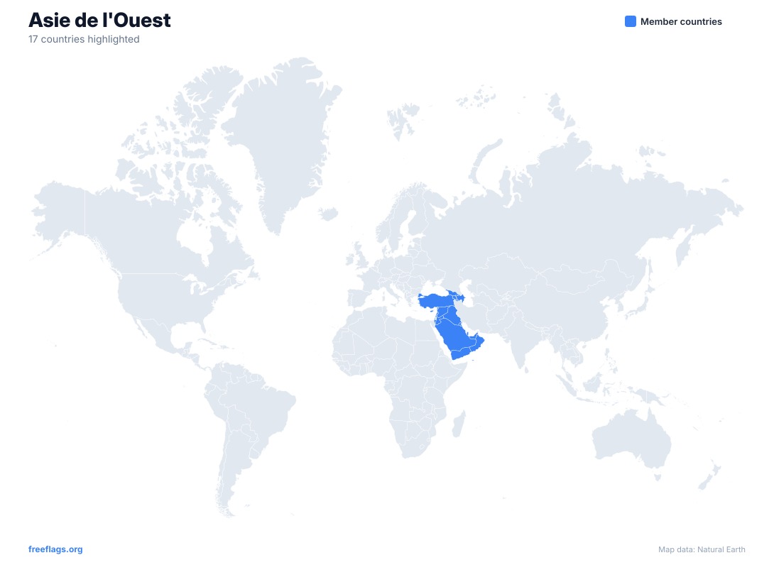 Asie de l'Ouest Carte du Monde