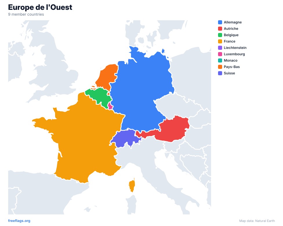 Europe de l'Ouest Carte Régionale