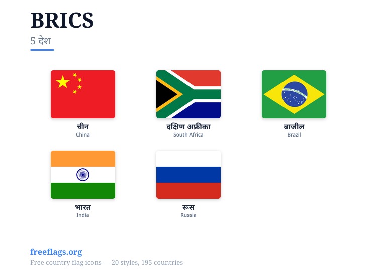 BRICS सदस्य झंडे
