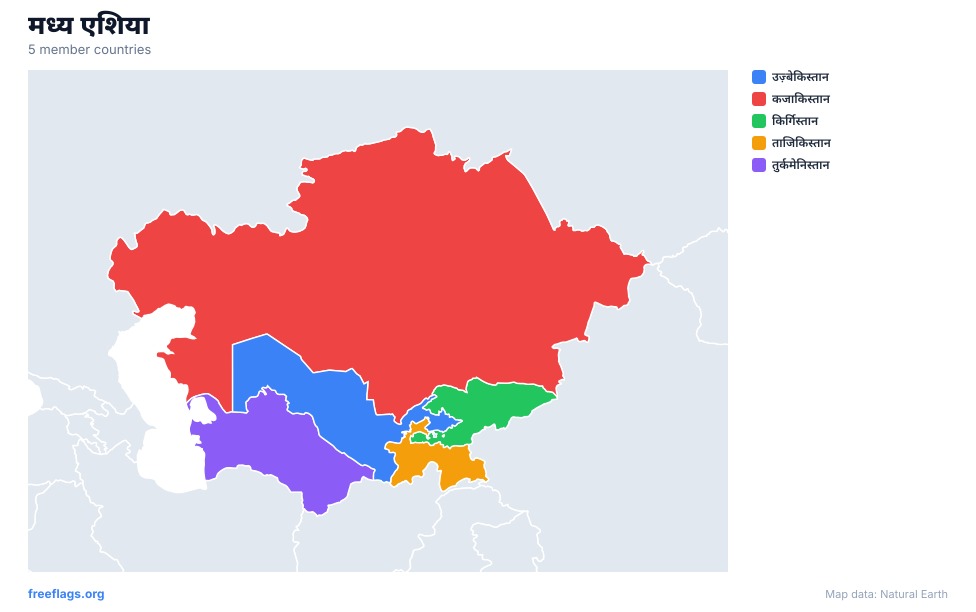 मध्य एशिया क्षेत्रीय नक्शा