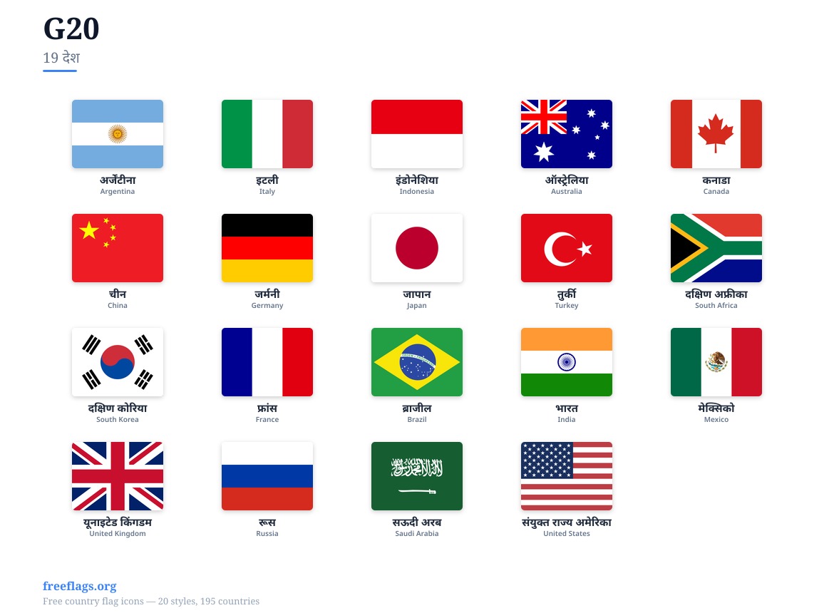 G20 सदस्य झंडे