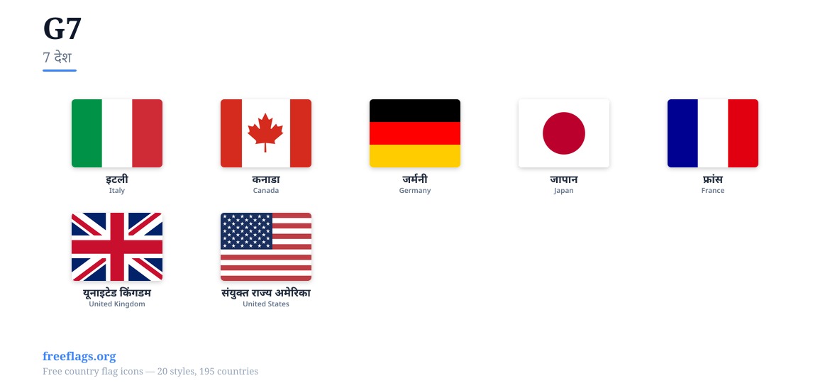 G7 सदस्य झंडे