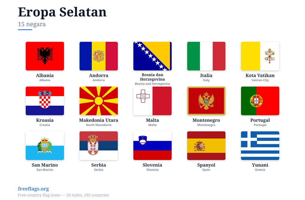 Eropa Selatan Bendera Anggota