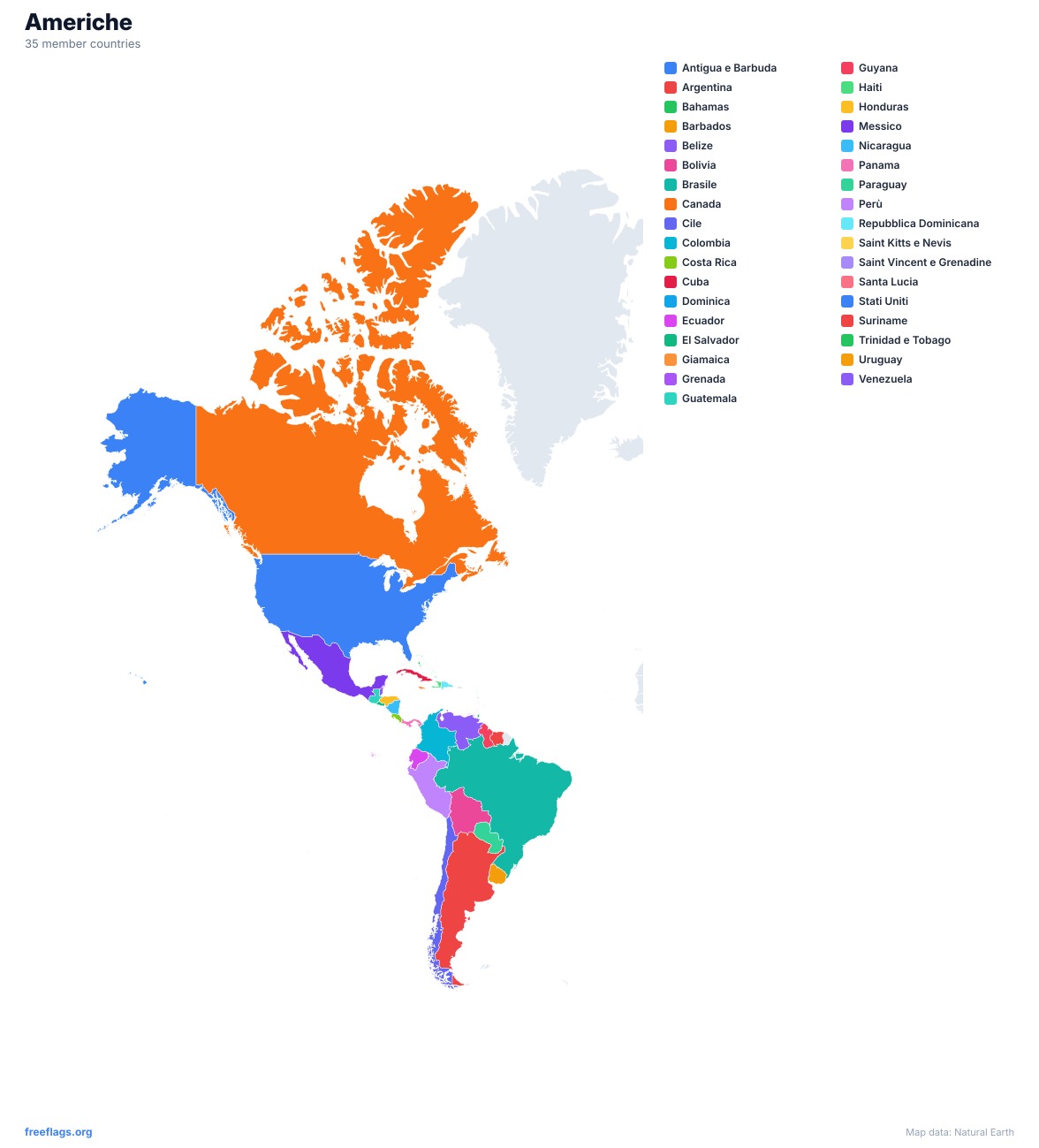 Americhe Mappa Regionale