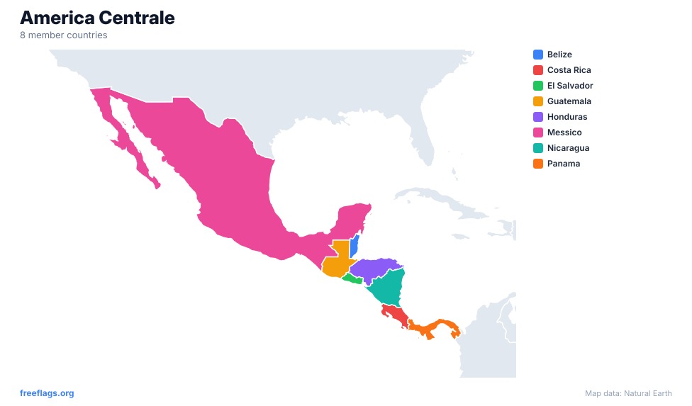 America Centrale Mappa Regionale