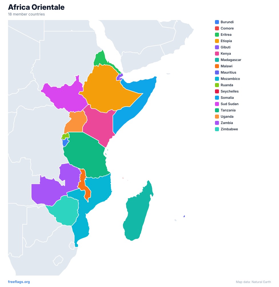 Africa Orientale Mappa Regionale