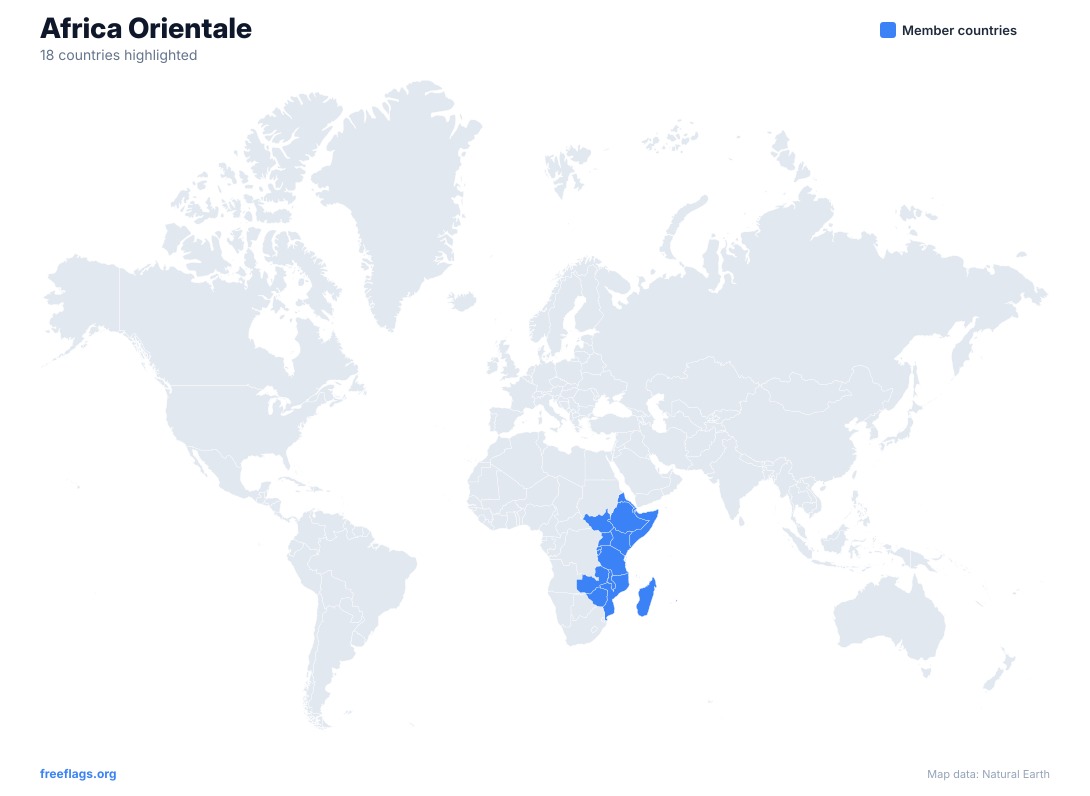 Africa Orientale Mappa del Mondo